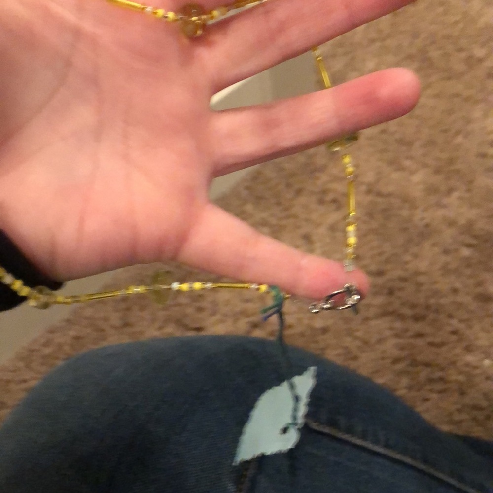 Handmade by Me, Women’s Necklace, Beaded, Yellow, White, Clear, Lobster Clasp - Picture 3 of 3